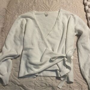 BP White V-Neck Wrap Sweater